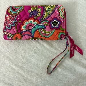 Vera Bradley Pink and Orange Paisley Wristlet